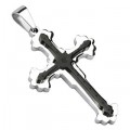 316L Stainless Steel Double Layered Black IP Royal Cross Pendant