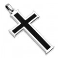 316L Stainless Steel Pendant. Black Cross with 24" stainless steel ball chain